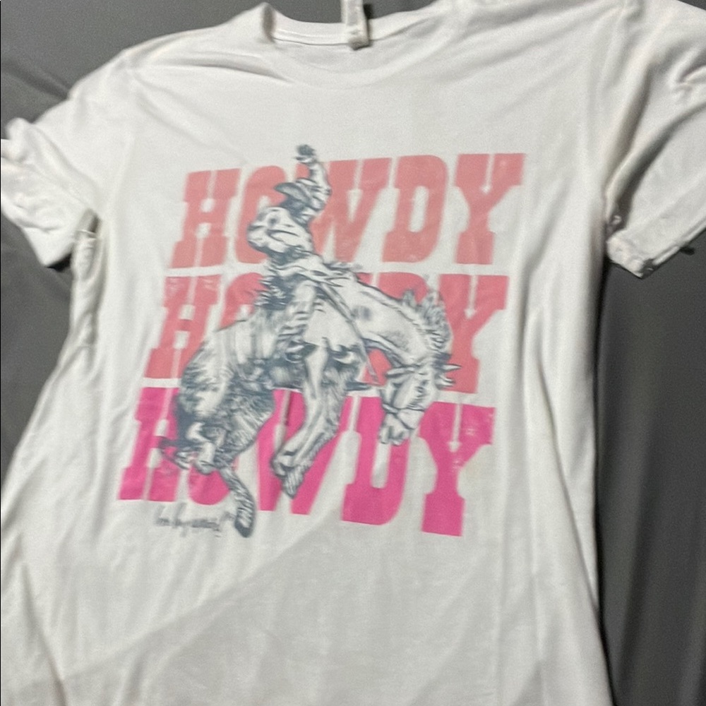 Bella Canvas White Tee with Pink and Blue Graphic